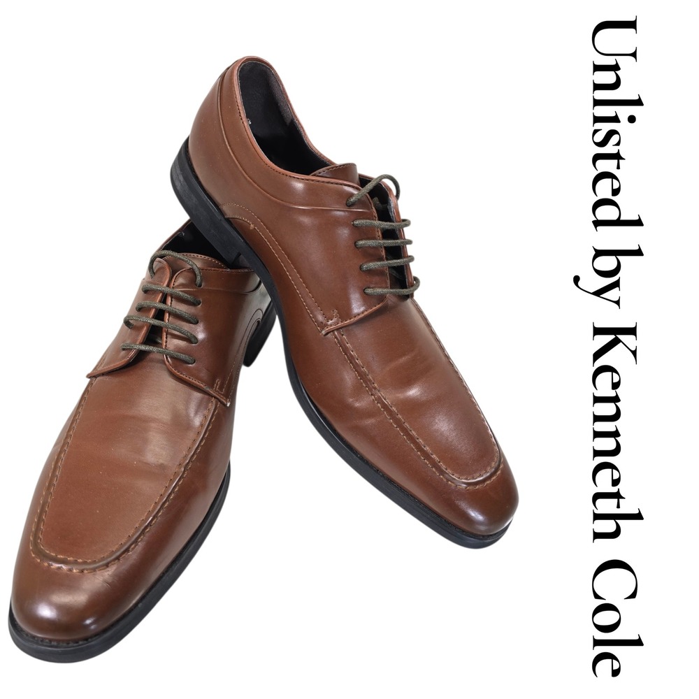Unlisted Kenneth‎ Cole Mens Dress Shoes Brown Oxford Lace Up Size 10